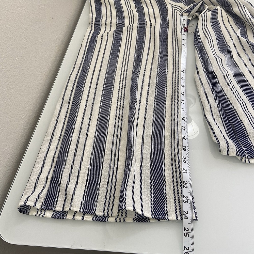Emory Park‎ Women's Wide Leg Capri Romper Medium Navy White Strips Halter Top - Picture 5 of 9
